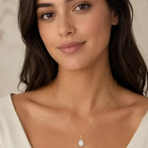 Pearl Teardrop Halo Necklace